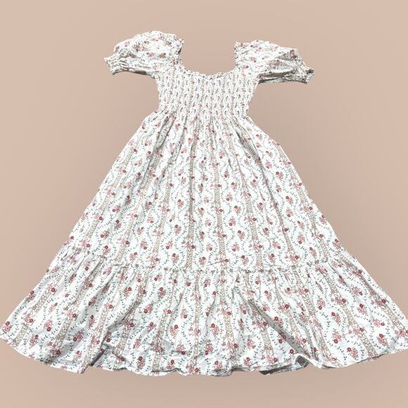 Hill House Dresses & Skirts - Hill House Home Louisa Nap Dress Womens Small White Floral Smocked Puff Sleeve